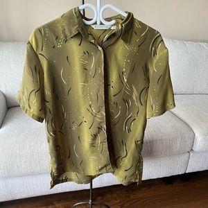 Olive green button down blouse